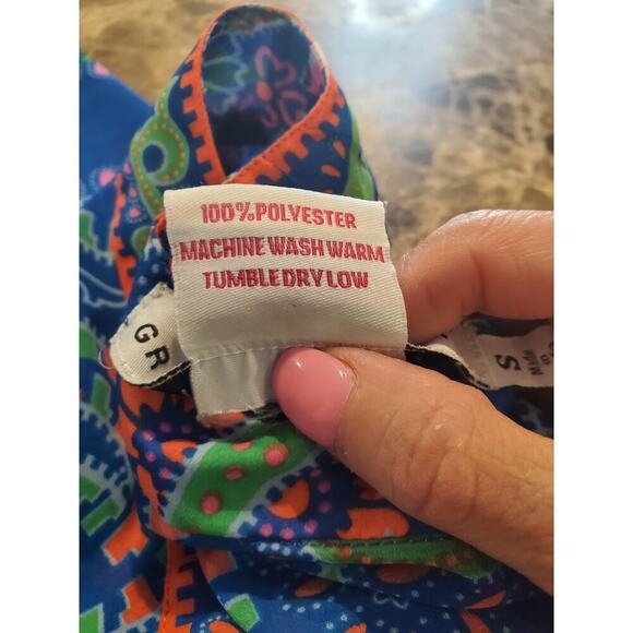 Gretchen Scott Sheer Colorful‎ Pattern tunic Top Small - Picture 4 of 6